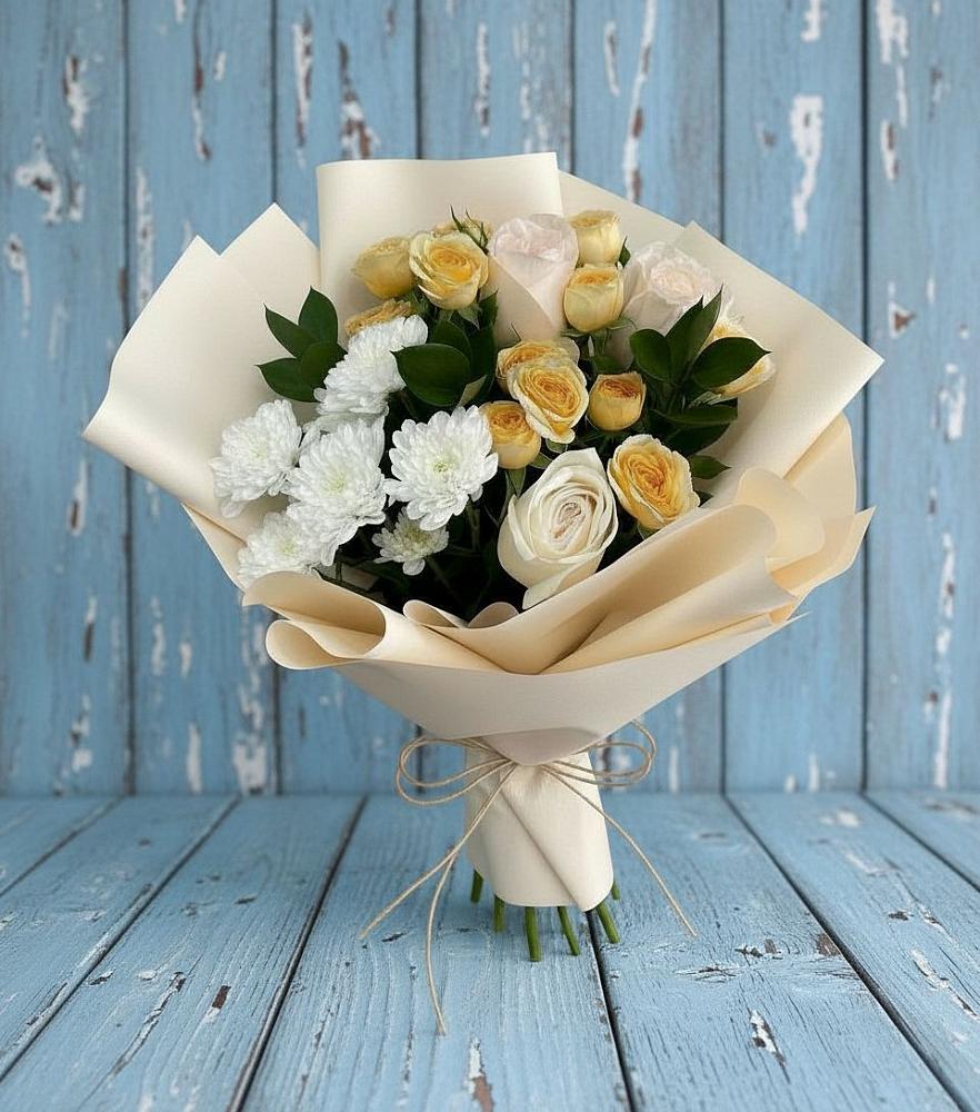 Букет цветов из: Розы и Хризантемы в Махнёво Свердловской области