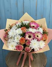 Букет цветов из:  Розы, Герберы и Хризантемы #REPLACE_PRED# Махнёво Свердловской области