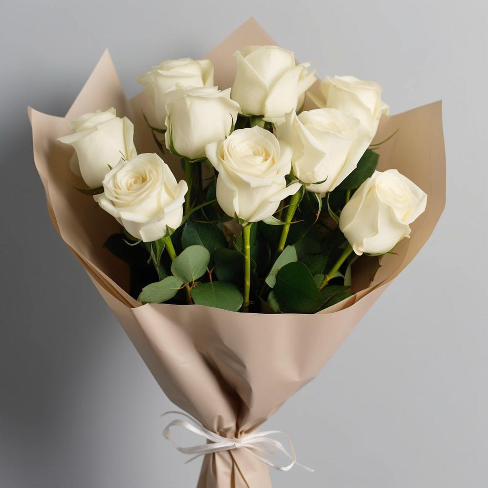 Букет 9 Белых роз Эдлесс Лав в Махнёво Свердловской области