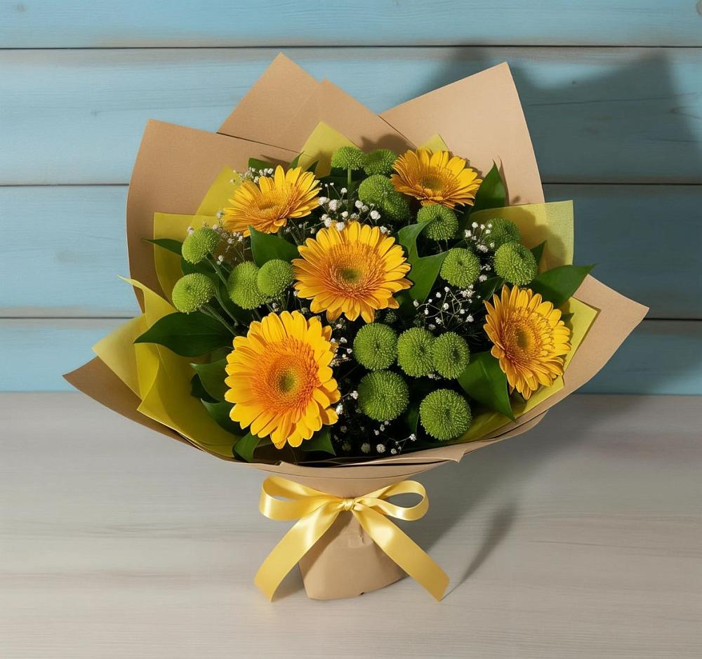 Букет цветов из: Герберы и Хризантемы в Махнёво Свердловской области