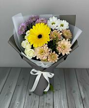 Букет цветов из:  Розы, Герберы и Хризантемы в Махнёво Свердловской области