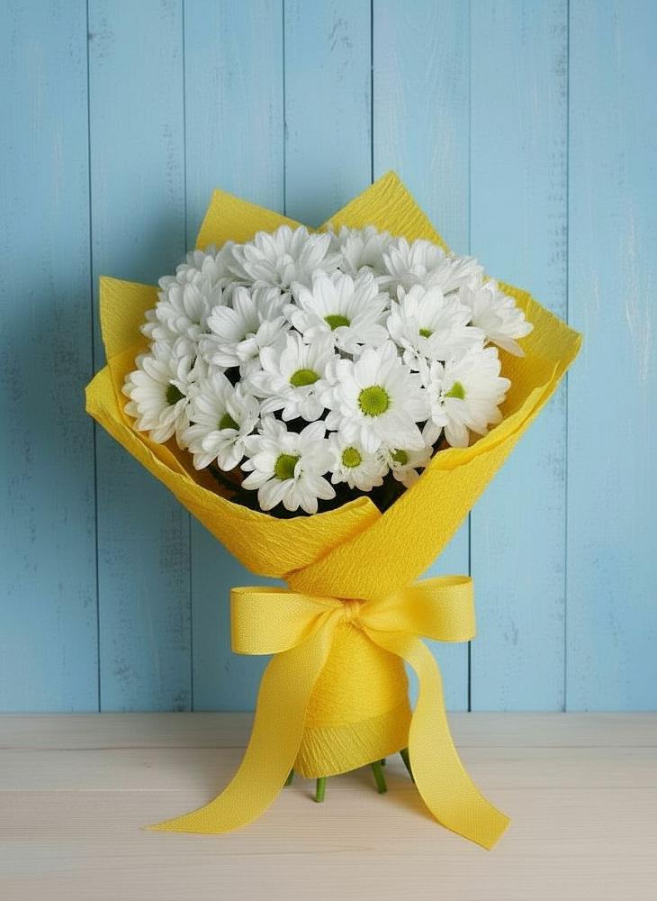 Букет Застенчивые лепестки в Махнёво Свердловской области Букет цветов из: Хризантемы в Махнёво Свердловской области