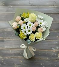 Букет цветов из:  Альстромерии, Розы и Хризантемы в Махнёво Свердловской области