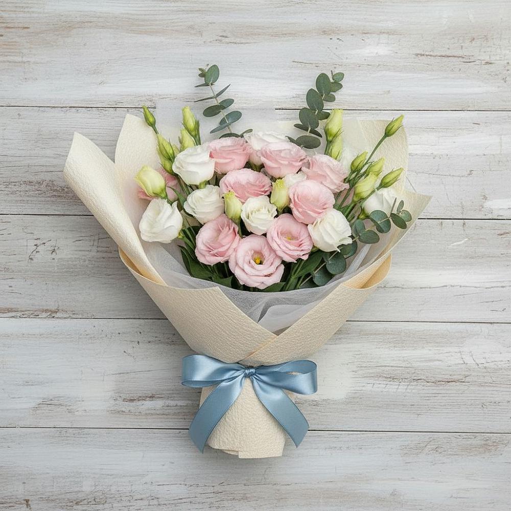 Букет цветов из: Лизиантусы в Махнёво Свердловской области